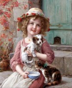 Émile Vernon_1872-1919_Fillette avec chien et chat.jpg